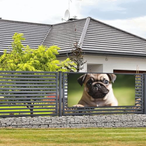 Mops-Welpen-Banner und Schilder, Wandbehang, Banner mit Seil zum Aufhängen, 61 x 129 cm, Party-Banner, Schild, Poster, Party-Hintergründe, Innen- und Außenbereich, Neujahr, Abschlussfeier, Hochzeit von DDTKLSNV