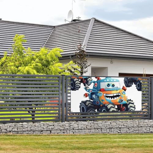Niedliche Monster Trucks Banner und Schilder, Wandbehang, Banner mit Seil zum Aufhängen, 61 x 129 cm, Party-Banner, Schild, Poster, Party-Hintergründe, Innen- und Außenbereich, Neujahr, Abschlussfeier von DDTKLSNV