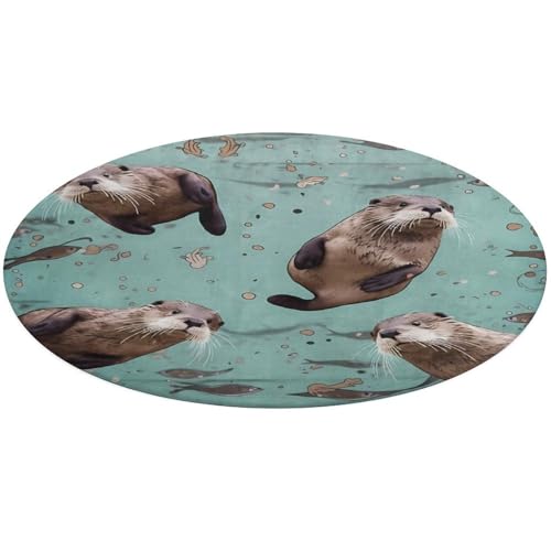 Otters Runder Teppich, rutschfest, weich, waschbar, saugfähig, für Küche, Schlafzimmer, Badezimmer, Heimdekoration, 61 x 61 cm von DDTKLSNV