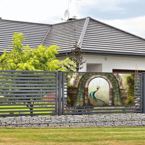 Pfauenbanner und Schilder für den Garten, mit Seil zum Aufhängen, 61 x 129 cm, Party-Banner, Schild, Poster, Party-Hintergründe, Innen- und Außenbereich, Neujahr, Abschlussfeier, Hochzeit von DDTKLSNV