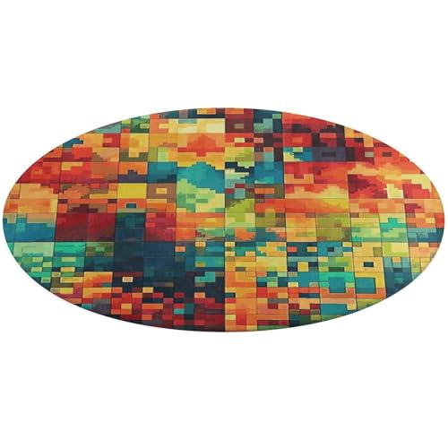 Pixel Art Teppich, rund, rutschfest, weich, waschbar, saugfähig, für Küche, Schlafzimmer, Badezimmer, Heimdekoration, 61 x 61 cm von DDTKLSNV