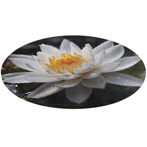 Runder Blumenteppich, rutschfest, weich, waschbar, saugfähig, für Küche, Schlafzimmer, Badezimmer, Heimdekoration, 61 x 61 cm von DDTKLSNV