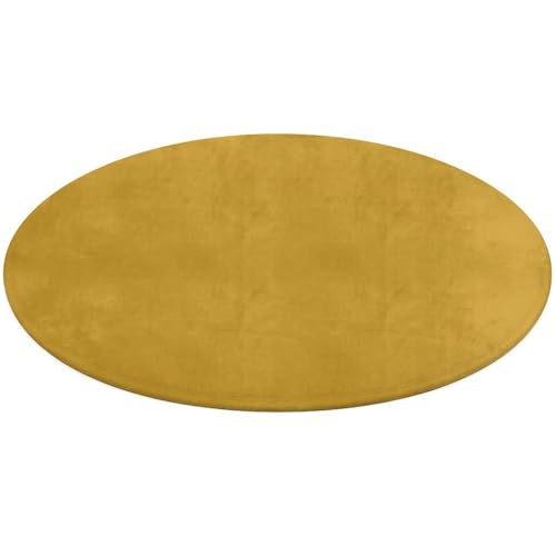 Runder Teppich, rutschfest, weich, waschbar, saugfähig, für Küche, Schlafzimmer, Badezimmer, Heimdekoration, 61 x 61 cm, Naturgelb von DDTKLSNV