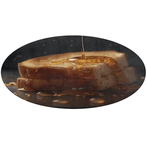 Runder Teppich mit Brot mit Honig, rutschfest, weich, waschbar, saugfähig, für Küche, Schlafzimmer, Badezimmer, Heimdekoration, 61 x 61 cm von DDTKLSNV