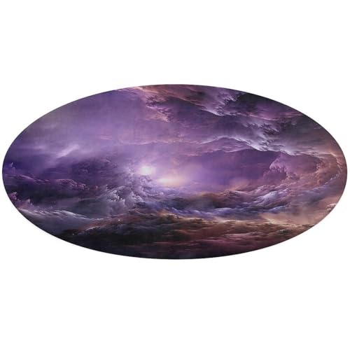 Runder Teppich mit Galaxie-Motiv, rutschfest, weich, waschbar, saugfähig, für Küche, Schlafzimmer, Badezimmer, Heimdekoration, 61 x 61 cm, Violett von DDTKLSNV