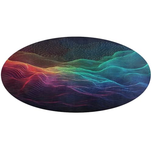 Runder Teppich mit farbigem Hintergrund, rutschfest, weich, waschbar, saugfähig, für Küche, Schlafzimmer, Badezimmer, Heimdekoration, 61 x 61 cm von DDTKLSNV