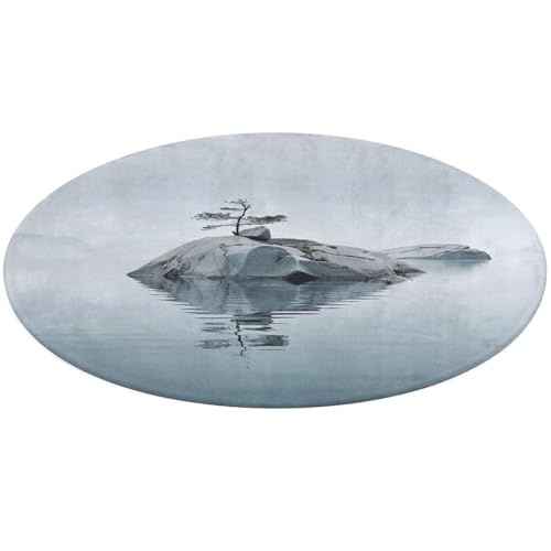 Runder Teppich mit zwei Felsen im Wasser, rutschfest, weich, waschbar, saugfähig, für Küche, Schlafzimmer, Badezimmer, Heimdekoration, 61 x 61 cm von DDTKLSNV