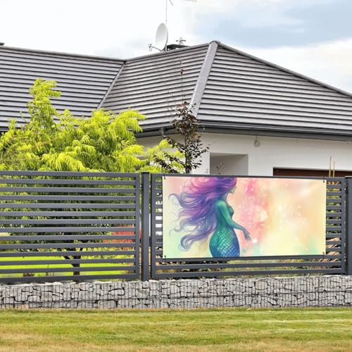 Schöne Meerjungfrauenschwanz-Banner und Schilder, Wandbehang, Banner mit Seil zum Aufhängen, 61 x 129 cm, Party-Banner, Schild, Poster, Party-Hintergründe, Innen- und Außenbereich, Neujahr von DDTKLSNV