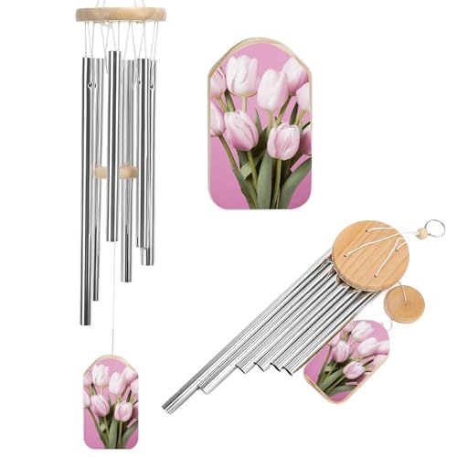 Schönes Blumen-Windspiel für draußen, beruhigende melodische Töne, Windspiel, Gedenk-Windspiel mit Windfänger, Hängedekoration für Zuhause, Außenbereich, Garten, Terrasse von DDTKLSNV