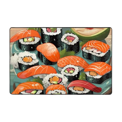 Sushi-Teppich, modern, kurzer Plüsch, ultraweich, für Eingangsbereich, waschbar, rutschfeste Fußmatten, Überwurf-Teppiche für Wohnzimmer, Schlafzimmer, Büro, Wohnheim, Heimdekoration, 91,4 x 61 cm Sushi-Teppich, modern, kurzer Plüsch, ultraweich, für Eingangsbereich, waschbar, rutschfeste Fußmatten, Überwurf-Teppiche für Wohnzimmer, Schlafzimmer, Büro, Wohnheim, Heimdekoration, 91,4 x 61 cm von DDTKLSNV
