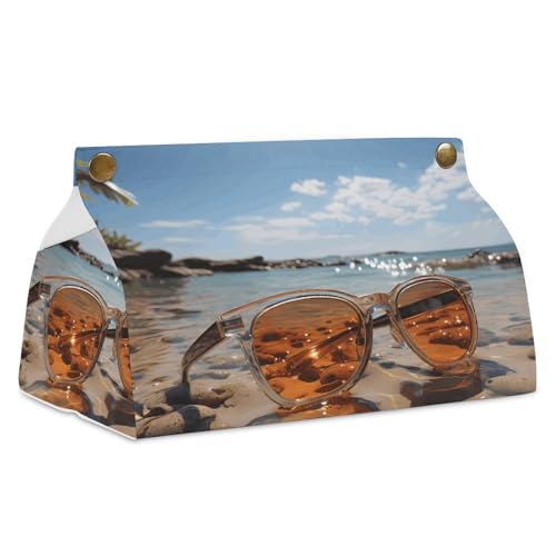 Taschentuchbox-Abdeckung, wasserdicht, PU-Leder, Taschentuchbox-Halter, Sonnenbrillen am Strand, Gesichtspapieretui, moderne Heimdekoration für Kommode, Badezimmer, Schlafzimmer, Büro von DDTKLSNV