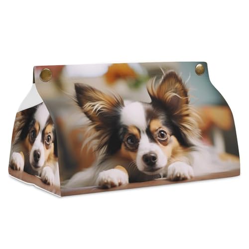 Taschentuchbox-Abdeckung, wasserdicht, PU-Leder, Taschentuchwürfelhalter, Papillon, liegend auf dem Bauch, Gesichtspapieretui, moderne Heimdekoration für Kommode, Badezimmer, Schlafzimmer, Büro Taschentuchbox-Abdeckung, wasserdicht, PU-Leder, Taschentuchwürfelhalter, Papillon, liegend auf dem Bauch, Gesichtspapieretui, moderne Heimdekoration für Kommode, Badezimmer, Schlafzimmer, Büro von DDTKLSNV