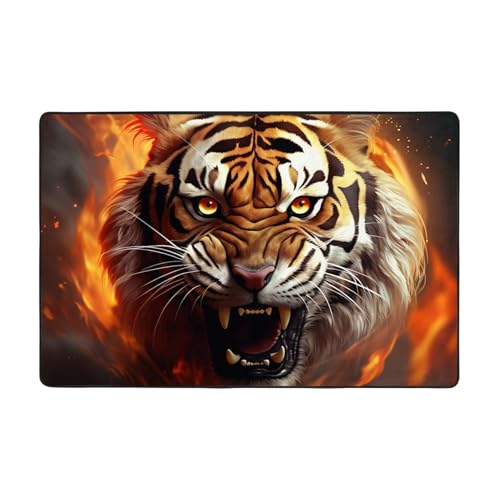 Tiger Fierce Flames Moderner Teppich, kurzer Plüsch, ultraweich, für Eingangsbereich, waschbar, rutschfeste Fußmatten, Überwurf-Teppiche für Wohnzimmer, Schlafzimmer, Büro, Wohnheim, Heimdekoration Tiger Fierce Flames Moderner Teppich, kurzer Plüsch, ultraweich, für Eingangsbereich, waschbar, rutschfeste Fußmatten, Überwurf-Teppiche für Wohnzimmer, Schlafzimmer, Büro, Wohnheim, Heimdekoration von DDTKLSNV