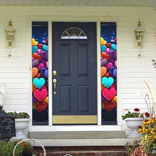 Veranda Banner Hängende Tür Banner, Bunte Herz Willkommen Sommer Veranda Banner Happy Birthday Veranda Schild Foto Hintergrund Party Banner Haustür Schilder für Urlaub Party Indoor Outdoor Dekor von DDTKLSNV