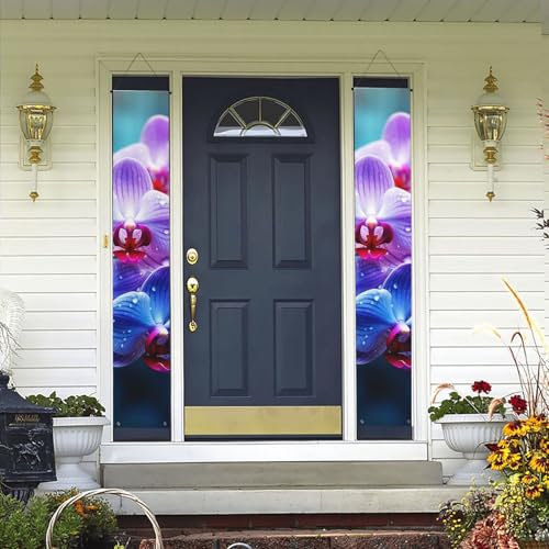 Veranda-Banner zum Aufhängen, bunte Orchideen, Blumen, Willkommens-Sommerveranda-Banner, Happy Birthday, Veranda-Schild, Foto-Hintergrund, Party-Banner, Haustürschilder für Urlaub, Party, Innen- und von DDTKLSNV