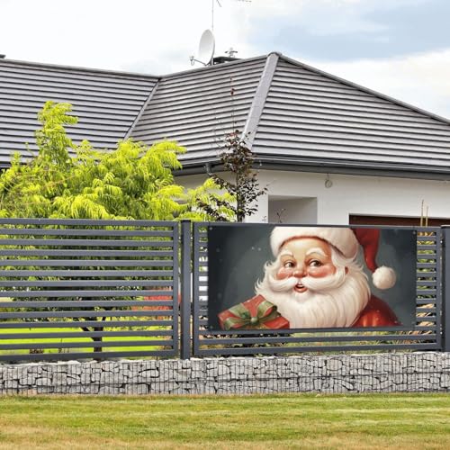 Weihnachtsmann mit Box-Banner und Schildern, Wandbehang, Banner mit Seil zum Aufhängen, 61 x 129 cm, Party-Banner, Schild, Poster, Party-Hintergründe, Innen- und Außenbereich, Neujahr, Abschlussfeier von DDTKLSNV