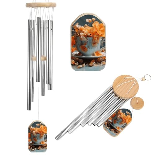 Windspiel mit Blumen in Tasse, für draußen, beruhigende melodische Töne, Windspiel, Gedenk-Windspiel mit Windfänger, Hängedekoration für Zuhause, Außenbereich, Garten, Terrasse Windspiel mit Blumen in Tasse, für draußen, beruhigende melodische Töne, Windspiel, Gedenk-Windspiel mit Windfänger, Hängedekoration für Zuhause, Außenbereich, Garten, Terrasse von DDTKLSNV