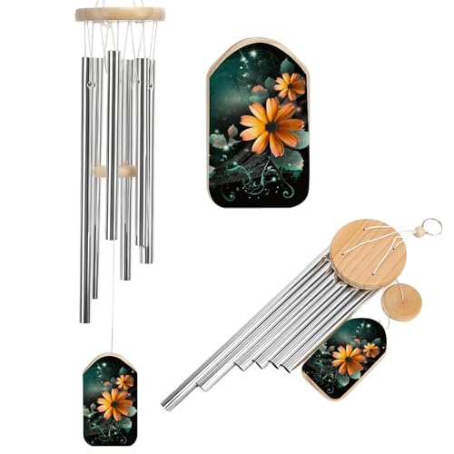 Windspiel mit hellen Blumen für draußen, beruhigende melodische Töne, Windspiel, Gedenk-Windspiel mit Windfänger, Hängedekoration für Zuhause, Außenbereich, Garten, Terrasse von DDTKLSNV