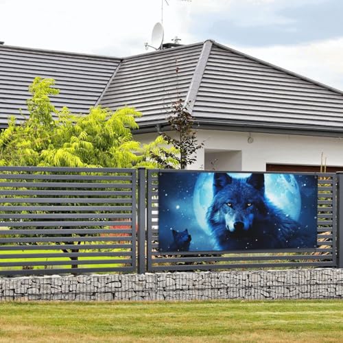 Wolfs-Banner und Schilder, Wandbehang, Banner mit Seil zum Aufhängen, 61 x 129 cm, Party-Banner, Schild, Poster, Party-Hintergründe, Innen- und Außenbereich, Neujahr, Abschlussfeier, Hochzeit von DDTKLSNV