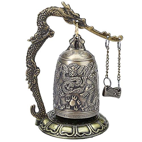 DDTing Göttliche Glocke im Vintage-Stil, Bronze-Schloss – Drache geschnitzt, buddhistische Glocke – Glücksbringer für Meditation, Altar & Home Office Decor goodService von DDTing