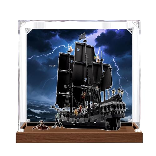 Acryl-Vitrine, kompatibel mit Lego 10365 Black Pearl Set, staubdicht, Aufbewahrungsbox, transparente Hülle, kompatibel mit 10365 (nur Displaybox, Kit nicht im Lieferumfang enthalten) (Holzrücken-Spray von DDXMML