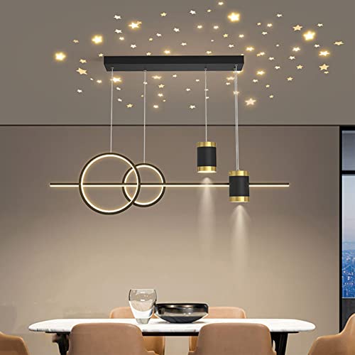 DDYY 100cm Esszimmerlampen Esstischlampe LED Pendelleuchten Höhenverstellbar Designer Hängeleuchte Dimmbar Mit Fernbedienung LED Hängelampe Wohnzimmer Esstisch Küchen Lampen Schwarz [Energieklasse F] von DDYY