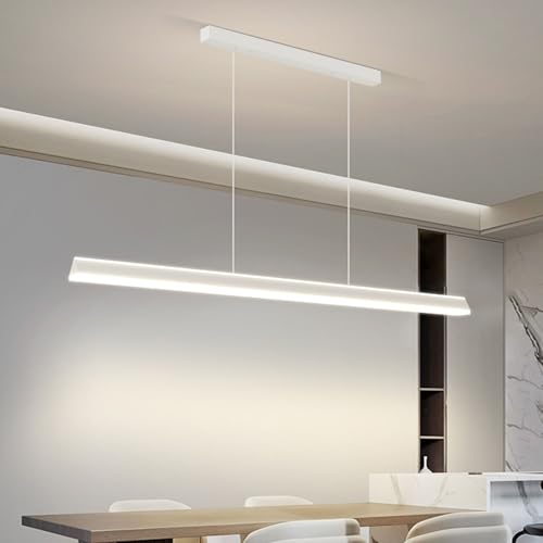 DDYY 100cm LED Hängelampe esstisch Dimmbar Pendelleuchte esszimmer 40W mit Fernbedienung Moderne Hängeleuchte esstisch Esstischlampe hängend Höhenverstellbar Esszimmerlampe Küche büro (weiß, L100cm) von DDYY