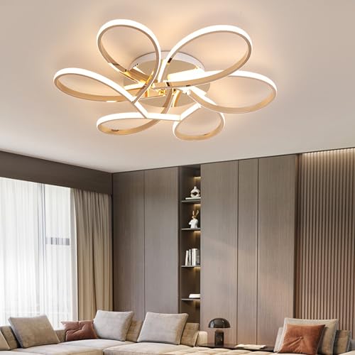 DDYY Deckenlampe wohnzimmer led deckenleuchte 55cm 38W Schlafzimmerlampe Golden dimmbar mit fernbedienung 3000k-6500k wohnzimmerlampe modern deckenlampe wohnzimmer Schlafzimmerleuchte (Golden, 55CM) von DDYY