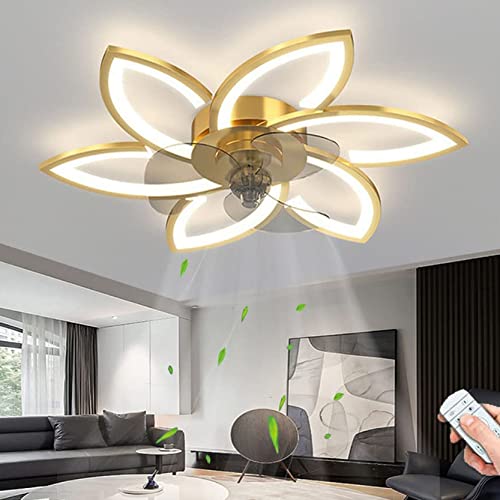 DDYY Deckenventilator Mit Beleuchtung, Leise Moderne Led Ventilator Deckenleuchte Ventilatorlicht Dimmbar Mit Fernbedienung/APP Timer Ventilatorlamp Für Wohnzimmer Schlafzimmer Esszimmer fan lamp Gold von DDYY