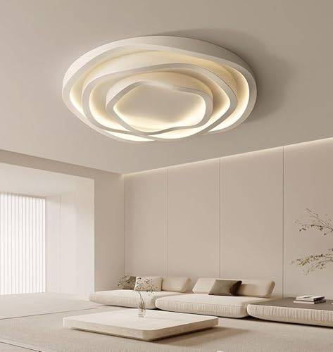 DDYY Dimmbar LED Deckenleuchte mit Fernbedienung 3000K-6000K Modern Weiß Deckenlampe Schlafzimmer Rose Blume Formgestaltung Deckenlicht 70w Hohe Helligkeit Schlafzimmerleuchte von DDYY