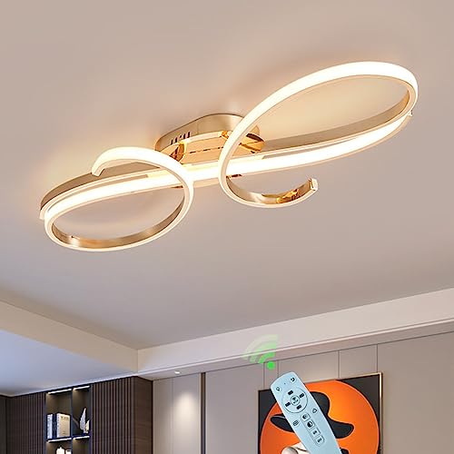 DDYY LED-Deckenleuchte, moderne Designer Deckenleuchte, Wohnzimmerlampe mit Fernbedienung Dimmbar Schlafzimmer Deckenlampe für Esszimmer Küche Energiespar Deckenstrahler (Roségold, 60CM)… von DDYY