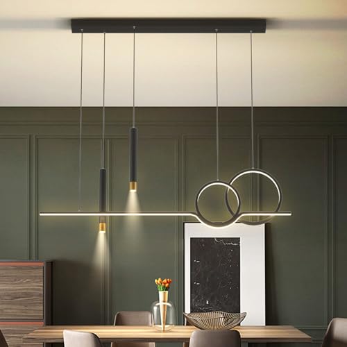 DDYY LED Dimmbar Pendelleuchte Modern 45W Hängelampe mit Fernbedienung Pendellampe Wohnzimmer Modern Kronleuchter Hängeleuchte Esszimmerlampe höhenverstellbar Esstisch Esszimmer Wohnzimmer (schwarz) von DDYY