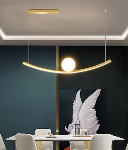 DDYY LED Pendelleuchte Moderne Golden 3 Farben Dimmbar pendelleuchten Höhenverstellbar Kronleuchter Wohnzimmerlamp 45W Esstisch Hängelampe Für Esstischlampe küchenlampe wohnzimmerlampe hängend von DDYY