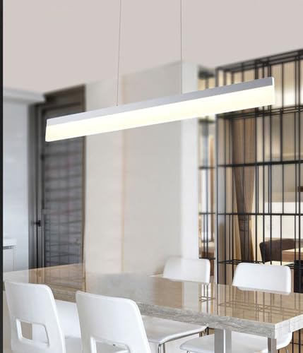 LED pendelleuchte esszimmer Dimmbare Bürolampe hängelampe esstisch Linear design hängeleuchte mit Fernbedienung Höhenverstellbar Deckenlampe Wohnzimmerlampe hängend Esstischlampe (weiß, L60CM) LED pendelleuchte esszimmer Dimmbare Bürolampe hängelampe esstisch Linear design hängeleuchte mit Fernbedienung Höhenverstellbar Deckenlampe Wohnzimmerlampe hängend Esstischlampe (weiß, L60CM) von DDYY