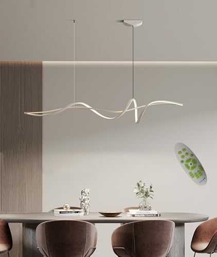 DDYY Moderne Pendelleuchte Esstisch weiß Dimmbare LED-hängelampen mit Fernbedienung Spiraldesign LED-Hängelampe höhenverstellbarer Kronleuchter für Wohnzimmer Küche Esszimmerlampe (weiß, L140CM) von DDYY