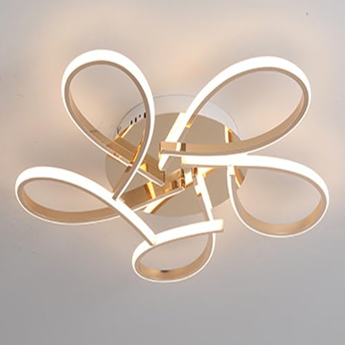 DDYY Smart Deckenleuchte LED Dimmbar Deckenlampe mit Fernbedienung Farbwechsel Moderne Großer Schlafzimmer Wohnzimmerlampe Deckenbeleuchtung Kronleuchter Lampe (Gold, 55cm) von DDYY