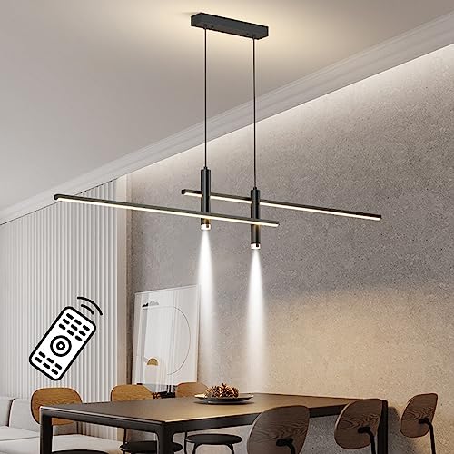 DDYY dimmbar Pendelleuchte LED Hängelampe,Moderne Kreatives Pendelleuchte mit Fernbedienung Hängeleuchte für Esstische, Büros, Esszimmerl Wohnzimmer Licht (schwarz, 90cm/26w) von DDYY