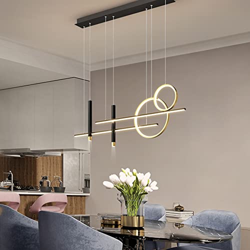 Hängeleuchte LED Pendelleuchte esstisch 62W Pendellampe Modern Höhenverstellbar Schwarze Farbe und goldene Kronleuchter Dimmbar mit Fernbedienung Hängeleuchte für Esszimmer Wohnzimmer Bar Büro lampe von DDYY