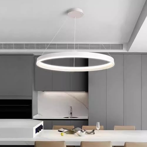 LED Pendelleuchte Esstisch Hängelampe, 80CM Moderne Rund Kronleuchter Dimmbar Modern Ring Hängeleuchte Design mit Fernbedienung Pendellampe Esszimmerlampe Wohnzimmerlampe (weiß, D80cm) von DDYY