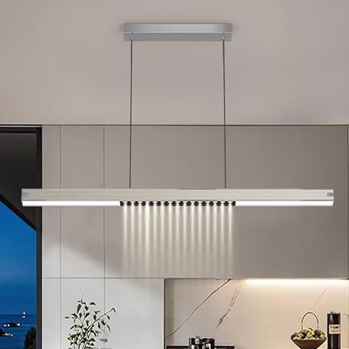 dimmbare led pendelleuchte Esszimmer moderne hängeleuchte mit fernbedienung linear pendellampe Esszimmerlampe hängend höhenverstellbar kronleuchter esstischlampe bürolampe küche (Silbergrau, L100CM) von DDYY