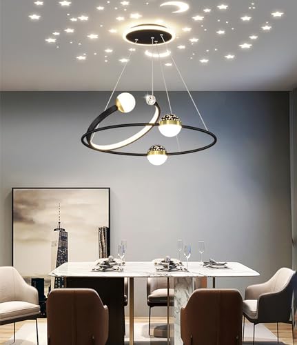 dimmbare moderne kronleuchter led pendelleuchte esszimmerlampe mit fernbedienung hängeleuchte esszimmer höhenverstellbar pendellampe für esstisch wohnzimmer schlafzimmer beleuchtung lampe (schwarz) von DDYY