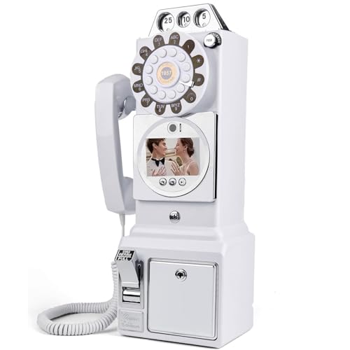 DDZJTPP 32g 64g Neues Audio Video Gästebuch, Telefonzelle, Hochzeitsrekorder Retro Telefonzellenmodell Eine Tolle Ergänzung 1080p Hochzeitsgästebuch Für Jeden Besonderen Anlass,White-64G von DDZJTPP