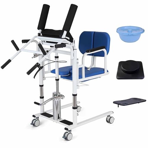 DDZJTPP 5 in 1 Patientenlift-Transfer-Mobilitätsstuhl, Hebemaschine Für Gelähmte ältere Menschen, Multifunktionaler Haushalt, Bettlägerige Gelähmte ältere Menschen, Pflegebett, Schicht,Blue von DDZJTPP