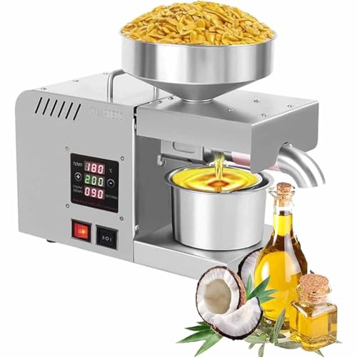 DDZJTPP Automatisch Elektrische Ölpresse,Temperaturkontroll Ölpresse Maschine heißer kalter Öl Extraktion Expeller Für Flachs Erdnuss Castor Hanf Perilla Samen Canola Sesam mit LCD-Anzeige von DDZJTPP