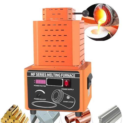DDZJTPP Digitale Schmelzofen 1600℃/2912℉,Automatischer Schmelzofen für Metall,Elektrisches Schmelz Ofen Kit mit Graphittiege und Graphit Barrenform Schmelz Silber,Gold,Kupfer,Aluminium,Orange-3KG von DDZJTPP