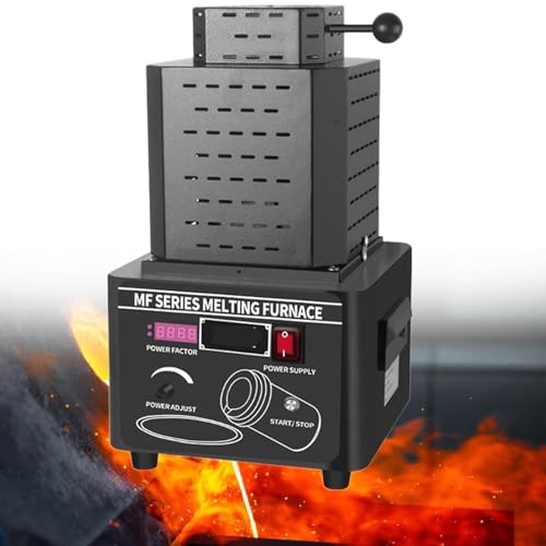 DDZJTPP Digitale Schmelzofen 1600℃/2912℉ Elektische Schmelzofen mit Graphittiegel, Zange für die Schmelzverarbeitung von Gold, reinem Silber, reinem Kupfer und Aluminium,Black-1KG von DDZJTPP