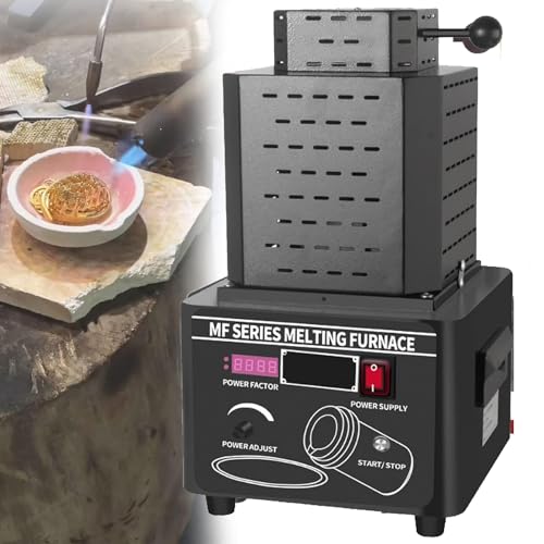 DDZJTPP Digitale Schmelzofen 5000W 1600℃/2912℉, Automatischer Schmelzofen Kit mit Graphittiege und Graphit Barrenform, Schmelz Silber, Gold, Kupfer, Aluminium,Black-1KG von DDZJTPP