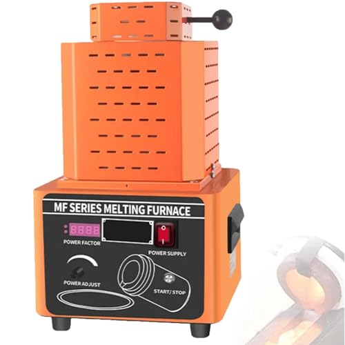 DDZJTPP Digitale Schmelzofen 5000W 1600℃/2912℉, Automatischer Schmelzofen Kit mit Graphittiege und Graphit Barrenform, Schmelz Silber, Gold, Kupfer, Aluminium,Orange-2KG von DDZJTPP
