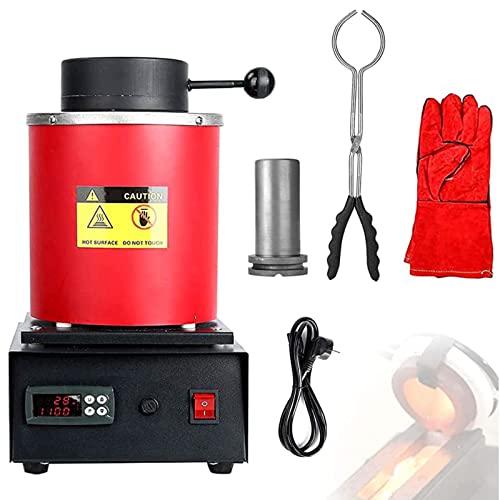 DDZJTPP Elektrischer Gold-Fusionsofen,Digitale Metallschmelzmaschine,2102℉ Gießset Aus Metall Mit Tiegel Aus Graphit Für Schrott Aus Gusseisen,Silber,Gold,Verfeinerungsöfen,Red-3kg von DDZJTPP