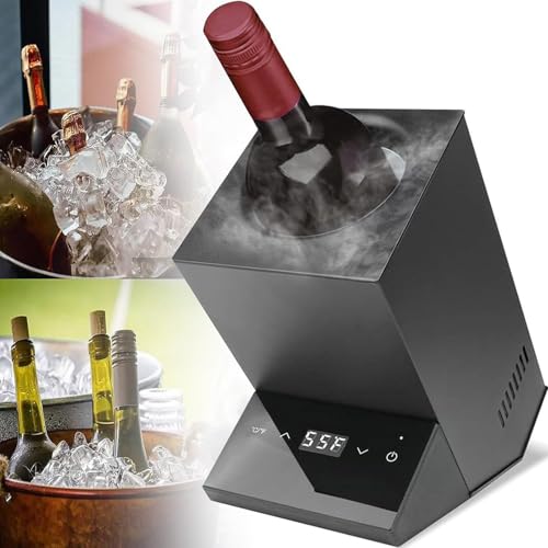 DDZJTPP Elektrischer Weinkühler, Design Weinkühler Für Eine Flasche, Temperaturbereich Von 5-18°c, Für Flaschen Bis 9 cm ø, Edelstahlgehäuse, Klein Geschenk Für Weinliebhaber,Black von DDZJTPP